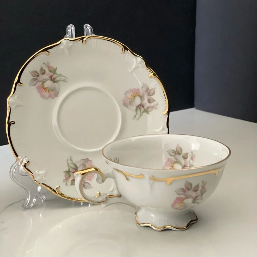Wild Rose Cup & Saucer - Schuman Germany E&R Golden Crown